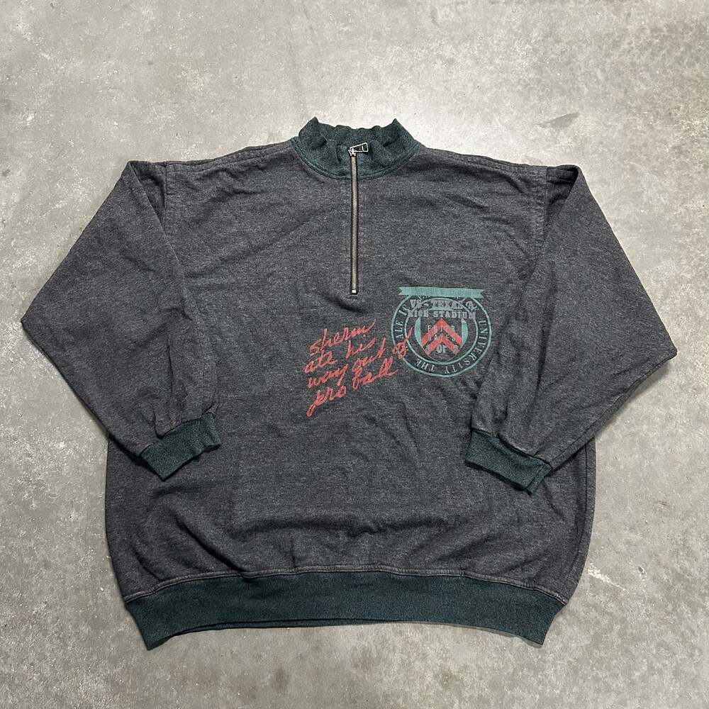 Vintage Belfe Warm-Up Quarter Zip Sweatshirt Charcoal Gray Made in Italy Large
